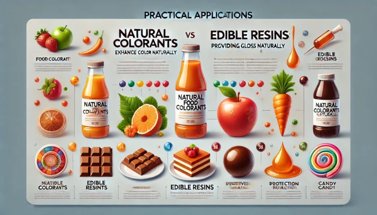 천연색소, 식용레진 사용