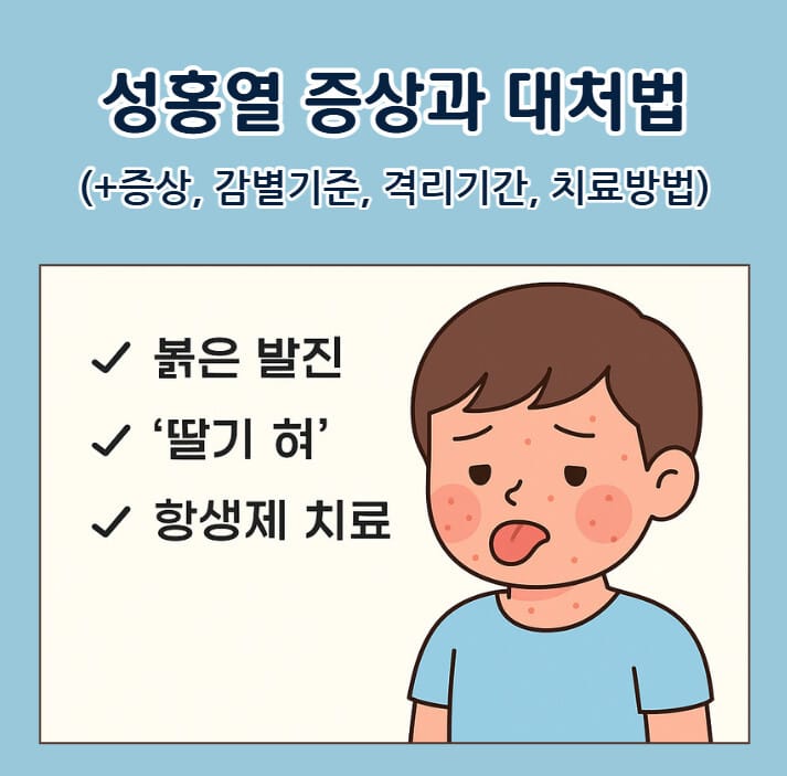 성홍열 증상과 대처법(+증상, 감별기준, 격리기간, 치료방법)